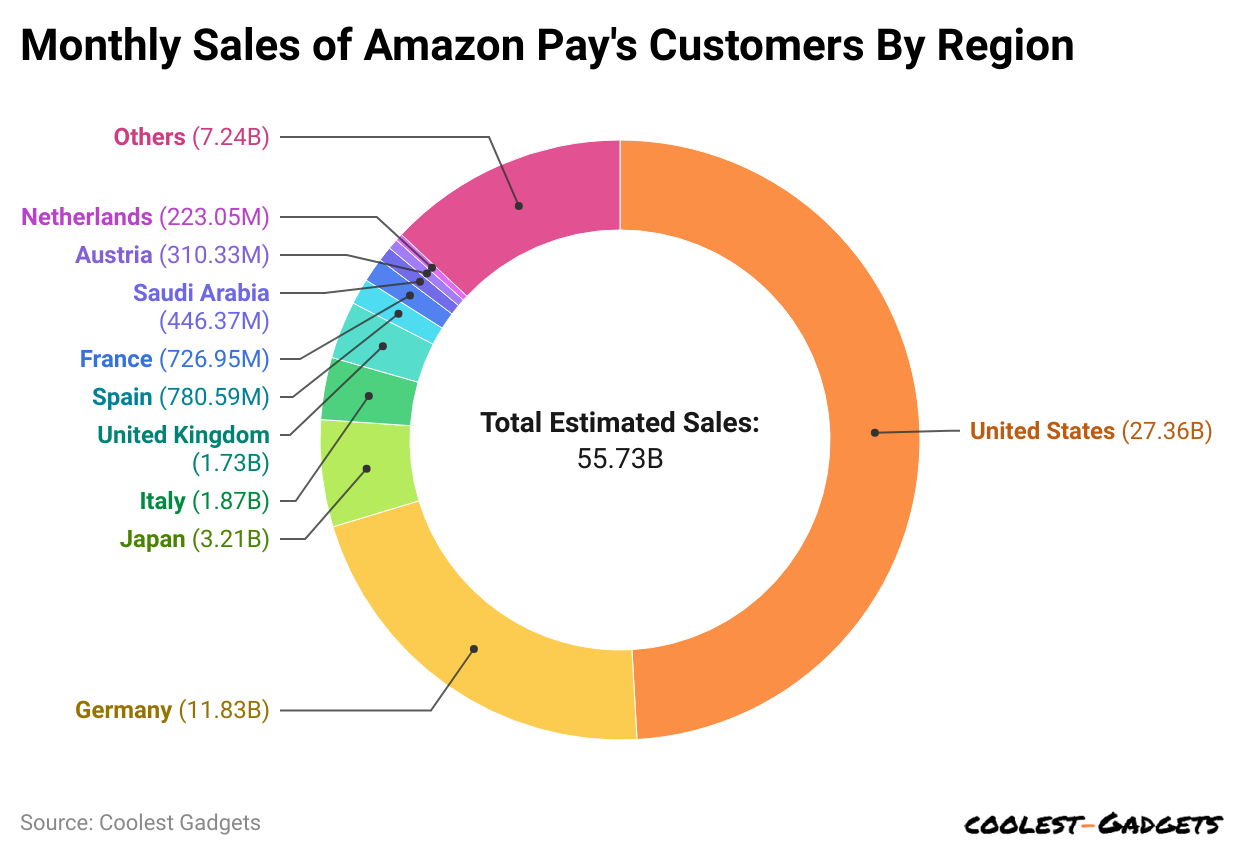 Amazon Pay's Monthly Sales by Region Amazon Pay's Monthly Sales by Region